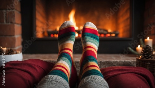 christmas stocking with fireplace