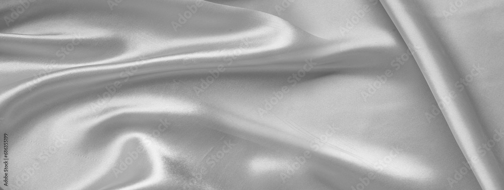 Obraz premium elegant delicate silk texture in white color with soft, gentle folds, interior design concept, silk cloth background, copy space