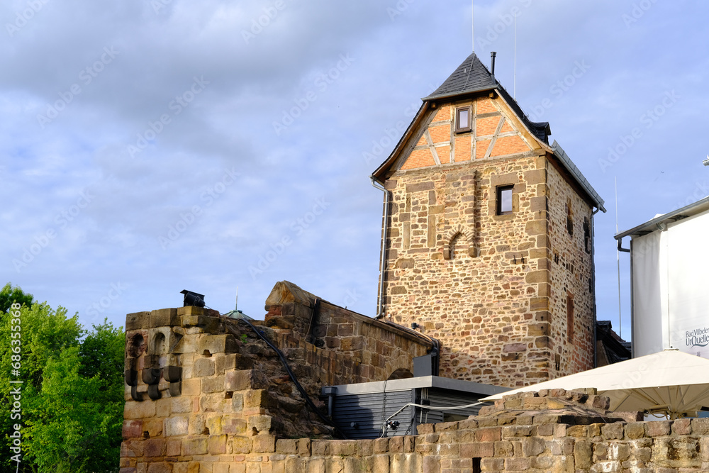castle and ruins of Filbel Fortress Ancient European medieval buildings Bad Vilbel, Showcasing attractions for tourists interested, Cultural Tourism in Hesse