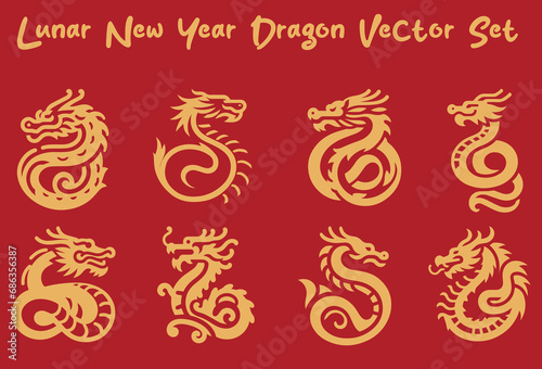 chinese new year dragon vector set
