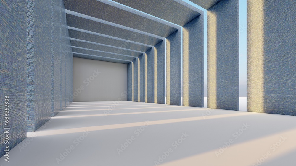 Naklejka premium Architecture background geometric arched interior 3d render
