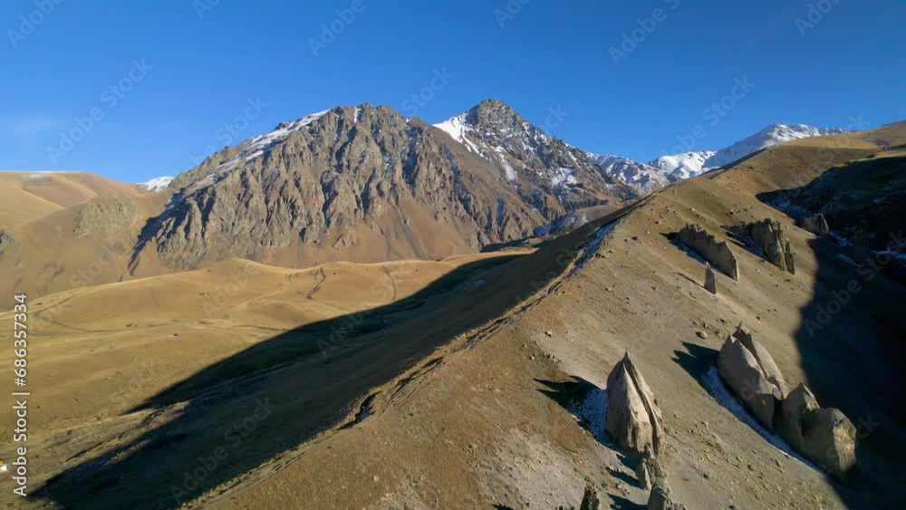 Beautiful aerial view of mountainous terrain. Landscape and nature of the North Caucasus Beautiful aerial view of mountainous terrain. Landscape and nature of the North Caucasus