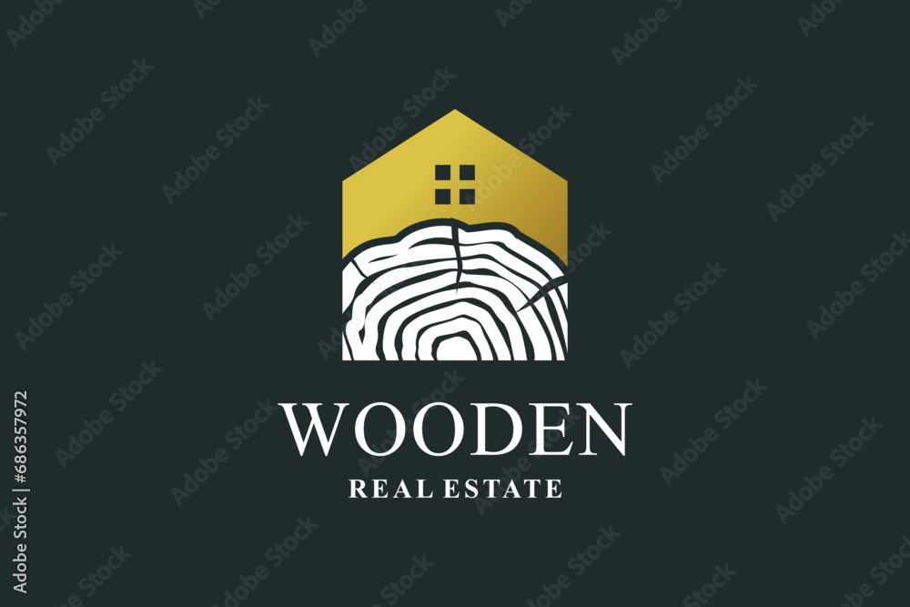 Wooden house design element vector icon with creative unique concept