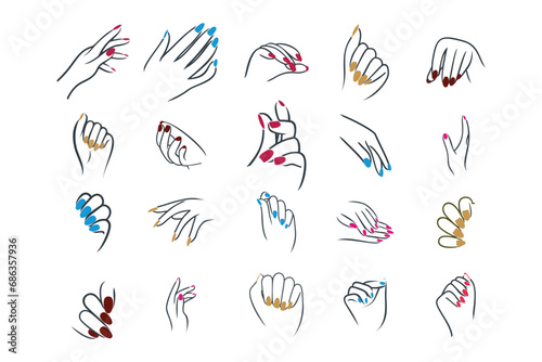 Nail hand design element vector icon with creative unique concept photo