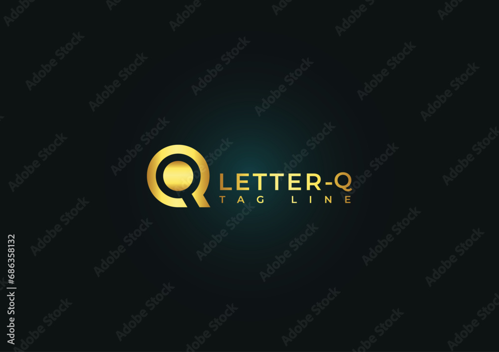 Obraz premium Luxury Q letter logo sign vector design. Elegant linear monogram