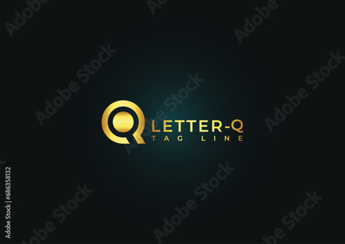 Luxury Q letter logo sign vector design. Elegant linear monogram