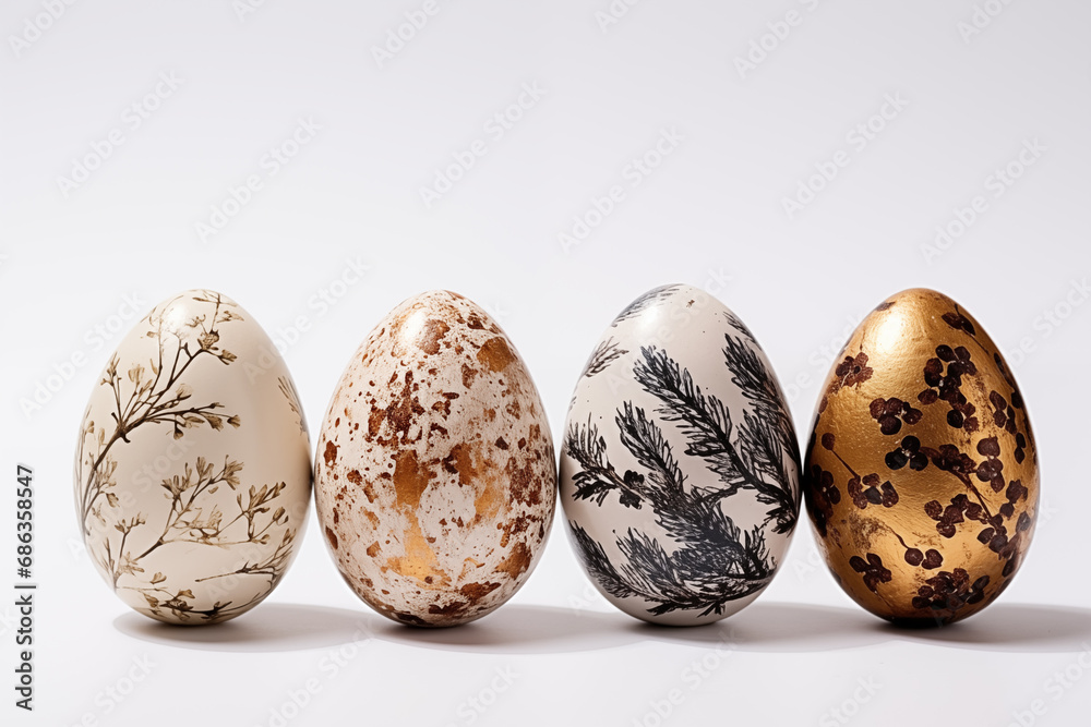 Colorful handmade easter eggs isolated on a white Colorful handmade easter eggs isolated on a white