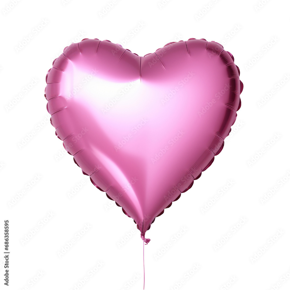 Pink air balloons heart shape isolated on transparent background.