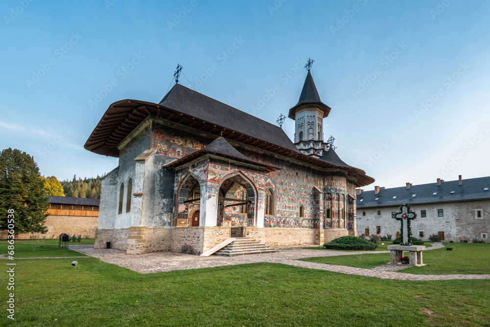 Fototapeta premium Sucevita is a painted monastery in Romania. One of Romanian Orthodox monasteries in southern Bucovina that are a UNESCO World Heritage site.