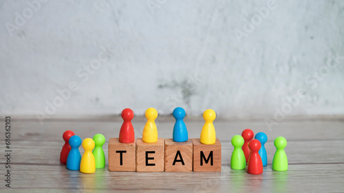 Team Word Written on  Wooden Blocks 