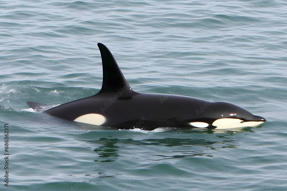 Naklejka premium Killer Whale, orcinus orca. Neural network AI generated art