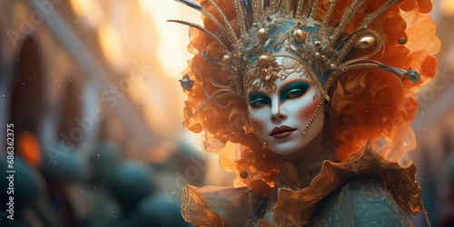 Sophistication Unveiled: Elegant Mask at Venice Carnival photo