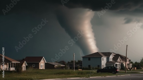 A storm is coming over a small town.