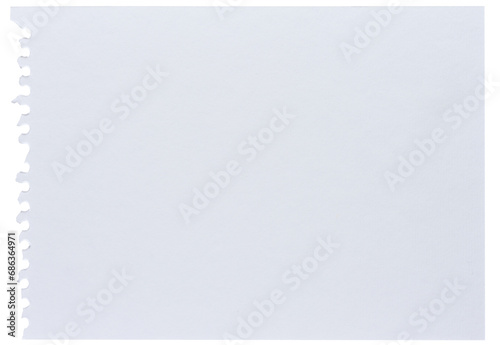 Blank white sheet torn from notepad against white isolated background © nndanko