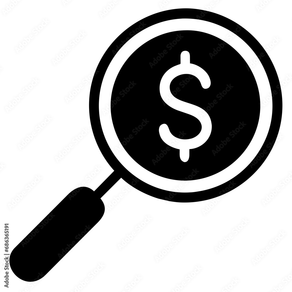 magnifying glass with dollar sign