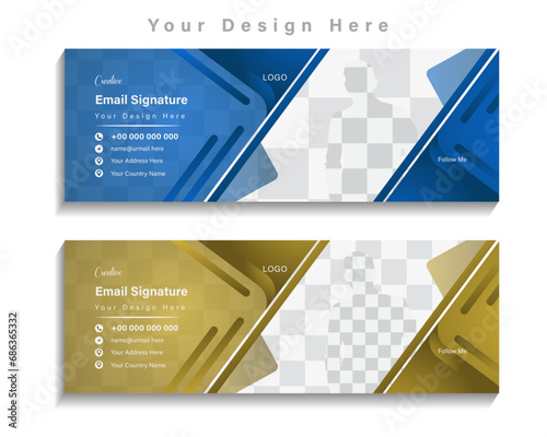 Modern Email signature template design layout. Emailers personal business minimalist personal web social media cover. photo