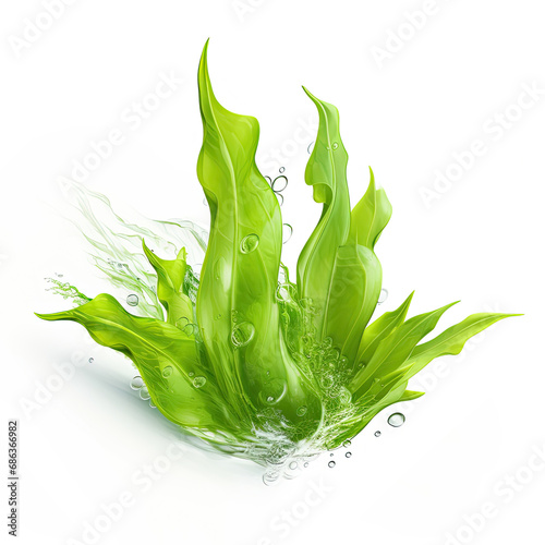 Seaweed kelp with green leaf. Green Seaweed isolated on a white background.