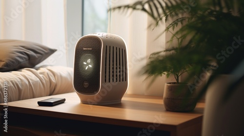 A smart air purifier with a real-time air quality display, creating a healthy living space.