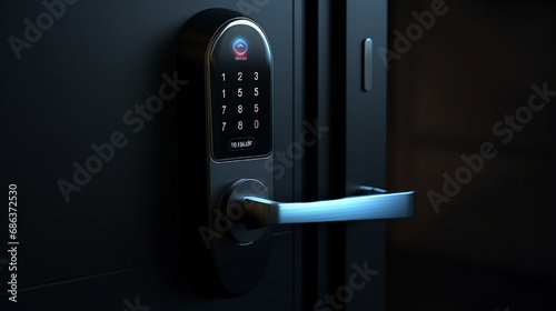 A smart door lock system with biometric access, ensuring secure entry to the home. photo