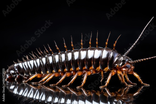 A single centipede isolated on white background © Lenhard