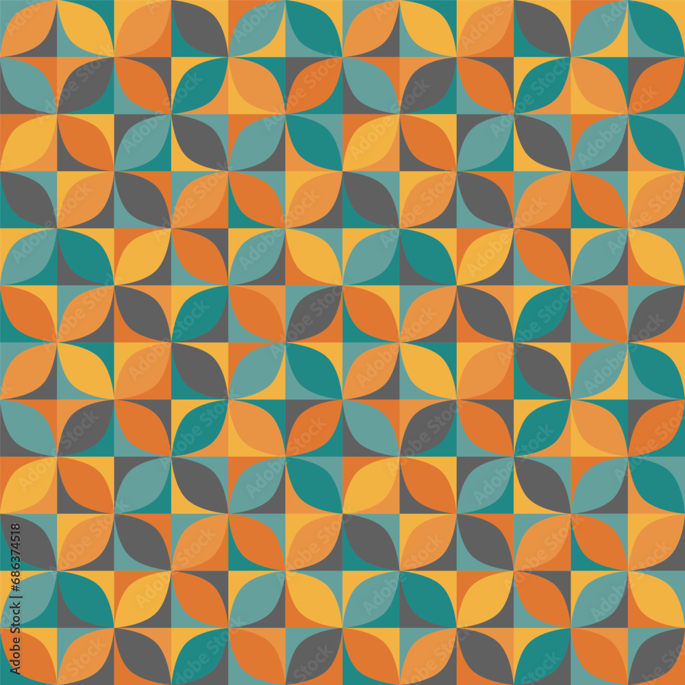 custom made wallpaper toronto digitalRetro circles mosaic orange teal