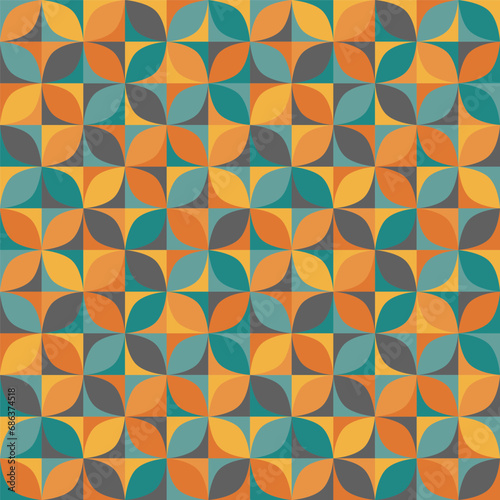 Wallpaper Mural Retro circles mosaic orange teal Torontodigital.ca