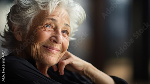 elderly woman, silver hair, deep laugh lines, bright, wise eyes © Marco Attano