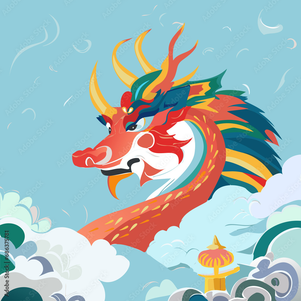 Chinese dragon, vector illustration. Chinese new year and all festivals Chinese dragon, vector illustration. Chinese new year and all festivals