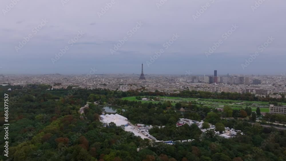 Aerial panoramic view of metropolis. Cityscape with famous sights, popular Eiffel Tower. Paris, France Aerial panoramic view of metropolis. Cityscape with famous sights, popular Eiffel Tower. Paris, France