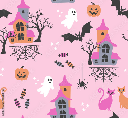 Pastel Pink Halloween party pattern