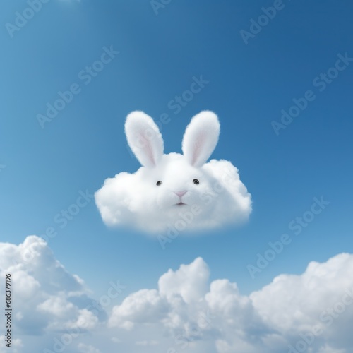 Blue sky, with bunny cloud, generated with AI © sch_ai