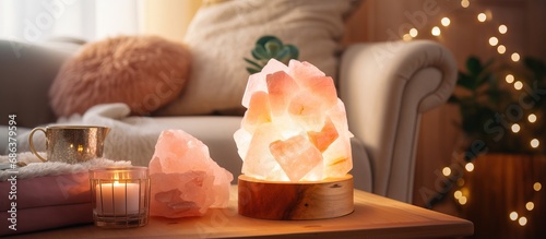 Pink salt lamp for a peaceful and healthy home ambiance