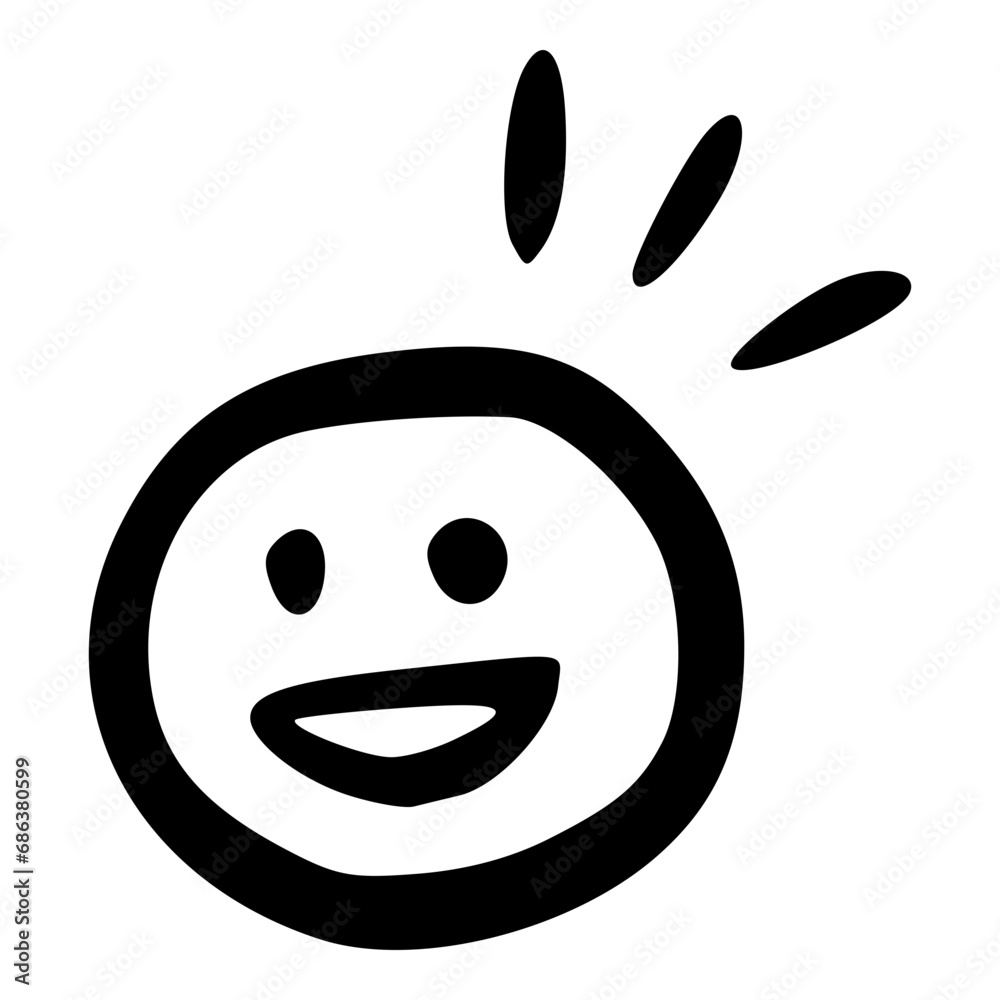 Fototapeta premium doodle hand drawn happy face emotion outline icon