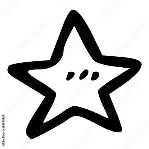 hand drawn doodle single star outline icon