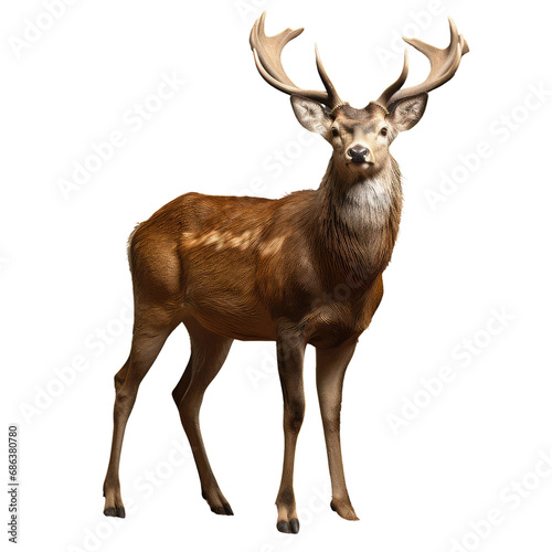 Deer  looking in to camera  side view full body  transparent background