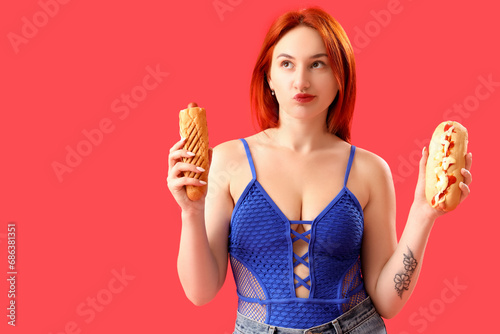 Thoughtful young woman with...