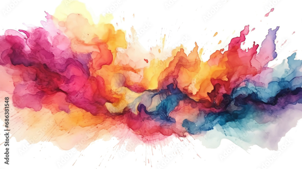 abstract watercolor painting isolated against  transparent background
