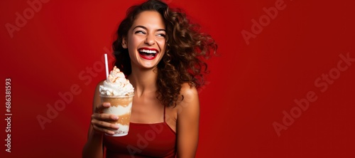Woman Holding a Ice Coffee ...
