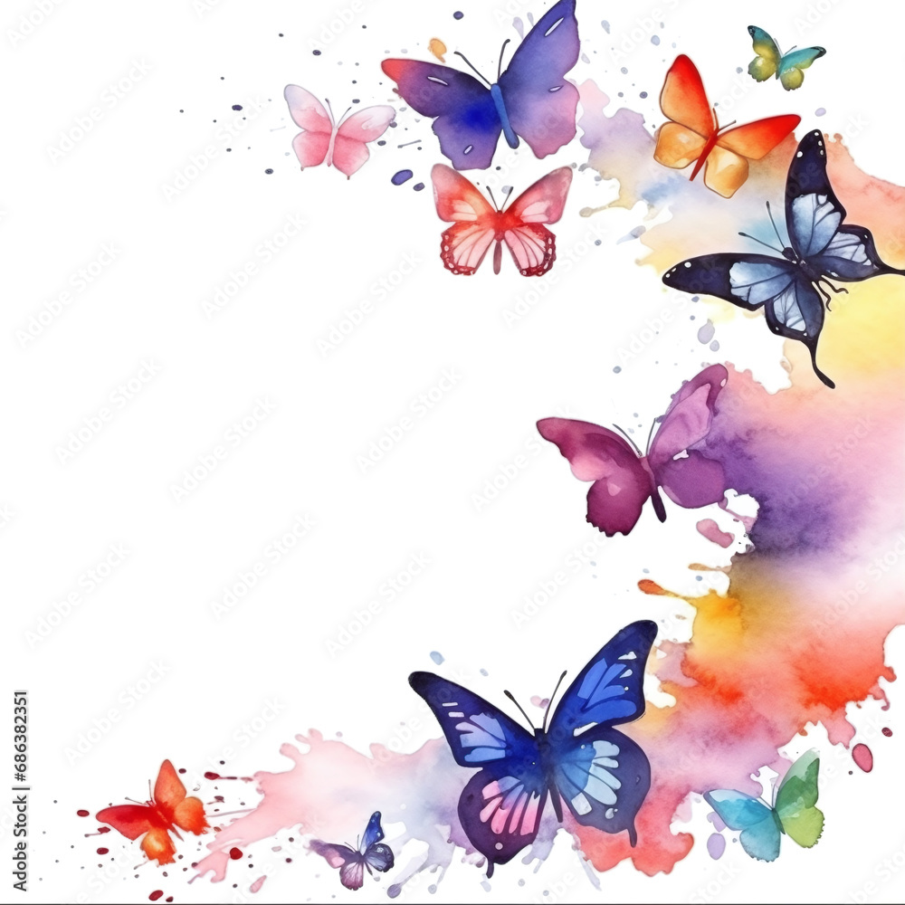 illustration of a butterfly in watercolor style isolated against transparent background