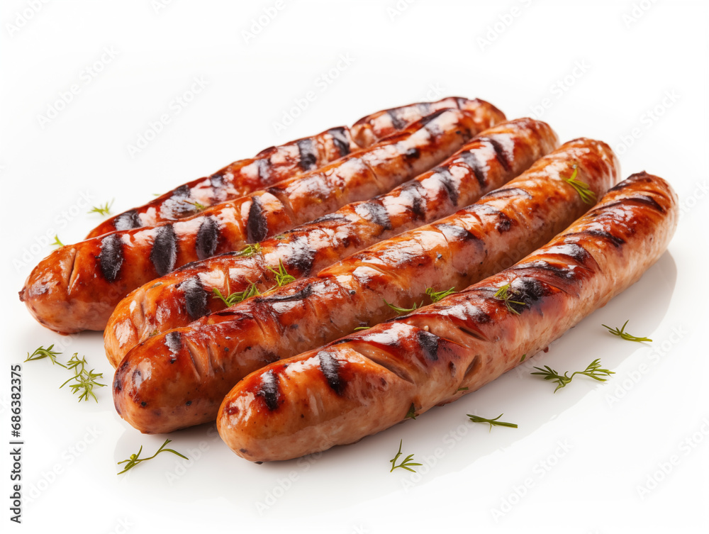 grilled sausages isolated on a white background grilled sausages isolated on a white background
