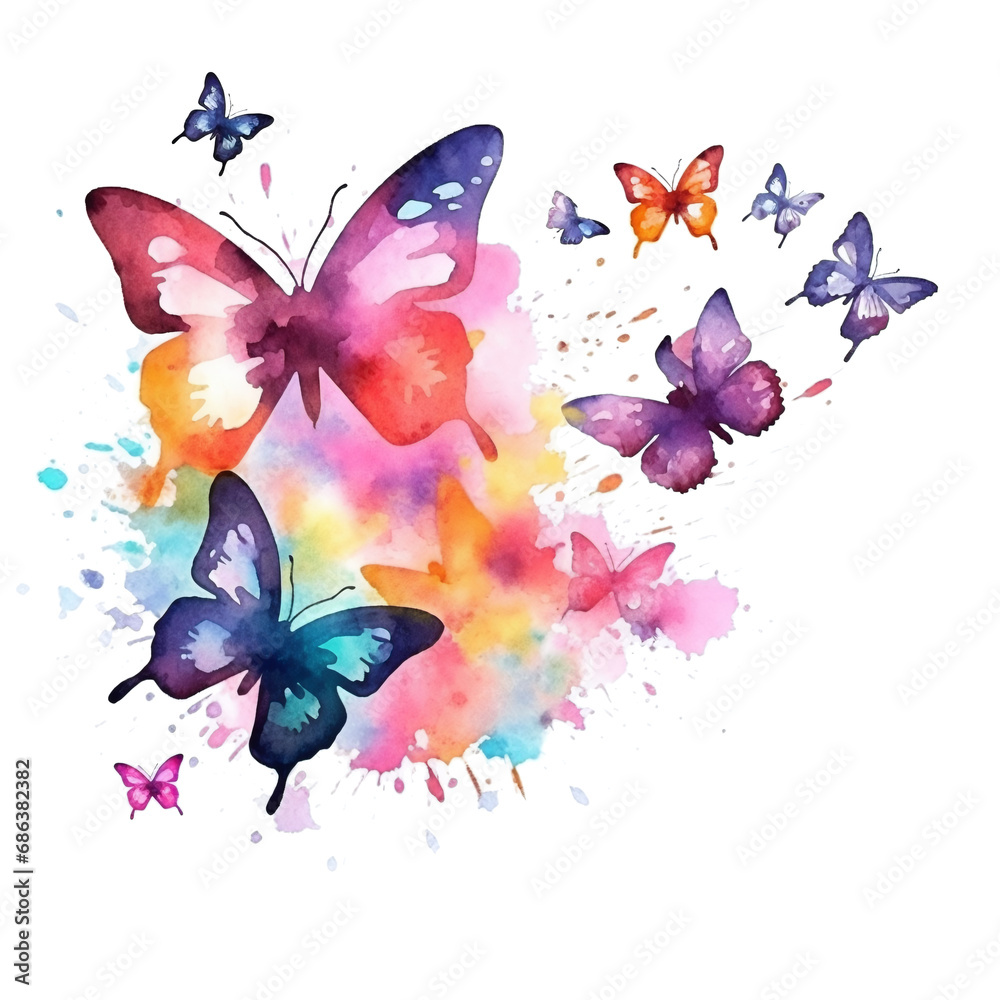 illustration of a butterfly in watercolor style isolated against transparent background