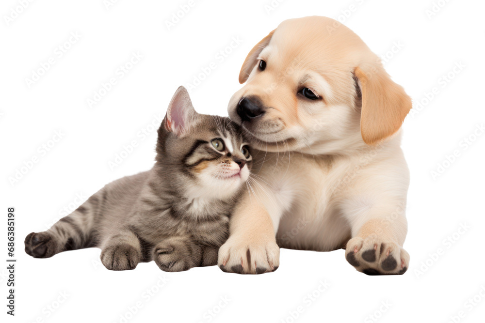 Dog and kitten isolated on transparent background Dog and kitten isolated on transparent background