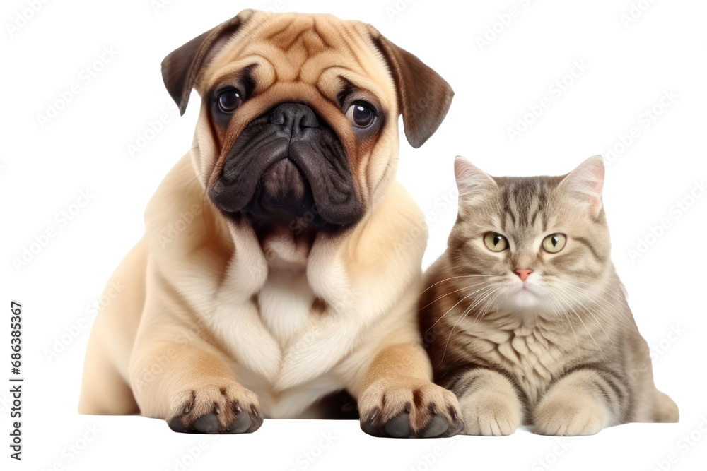 Dog and kitten isolated on transparent background Dog and kitten isolated on transparent background