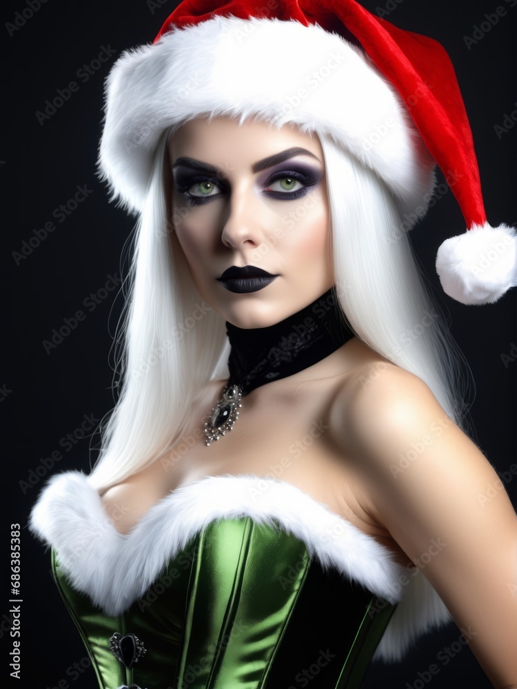 portrait of a woman in a Santa claus hat portrait of a woman in a Santa claus hat