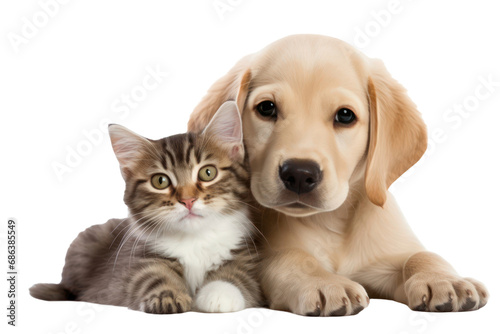 Dog and kitten isolated on transparent background © Pixel Alchemy