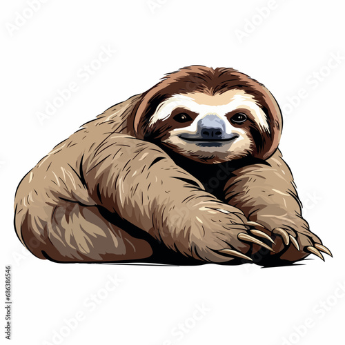 Lazy sloth in cartoon, doodle style. Isolated 2d vector illustration in logo, icon style, Eps 10. AI Generative photo