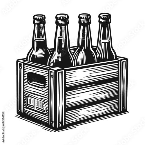 crate with bottles sketch