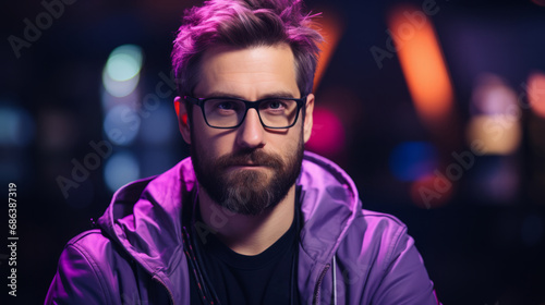 A bearded man with glasses looks directly at the camera, appearing focused and serious