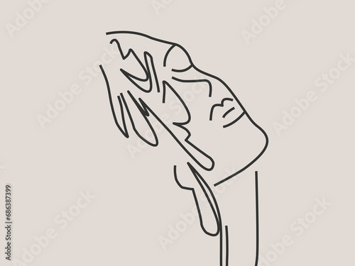 Outline portrait of woman in contemporary abstract style.