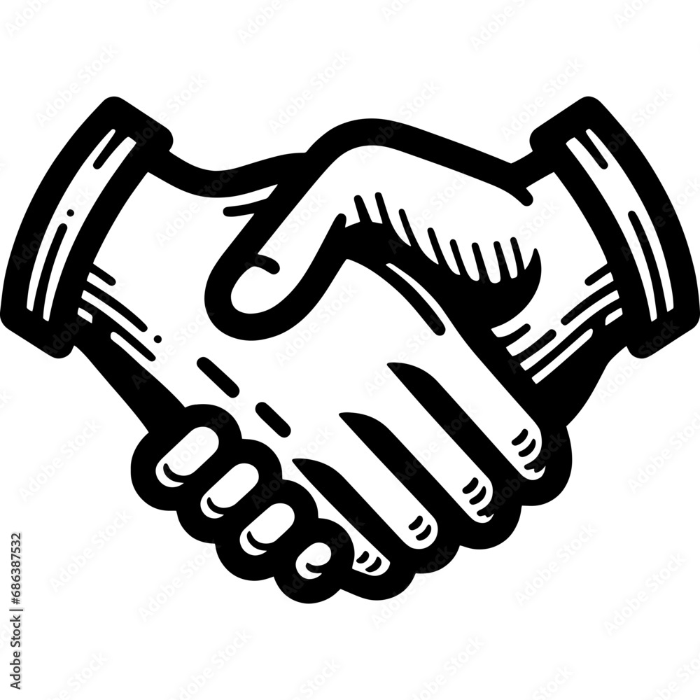 Handshake icon hand drawn vector design illustration Handshake icon hand drawn vector design illustration